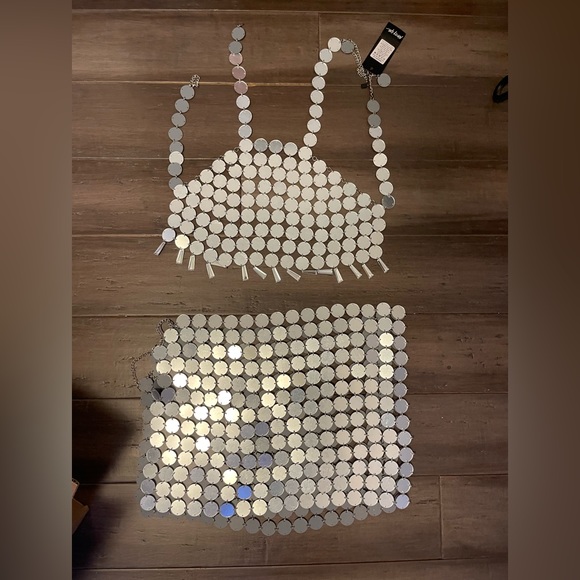 NWT | Disco Chainmail Top & Skirt Set (IN SILVER) | size M | never worn - Picture 5 of 5